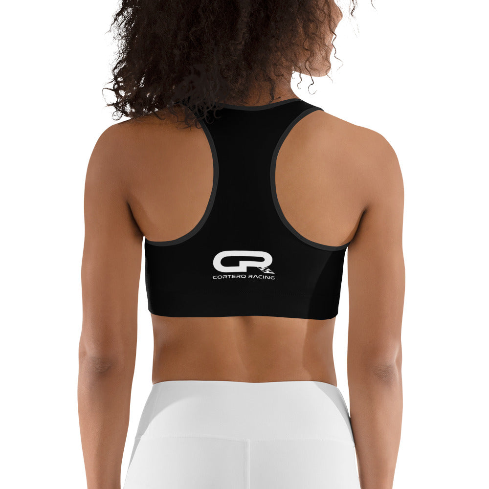 Cortero racerback sports bra with helmet skull print
