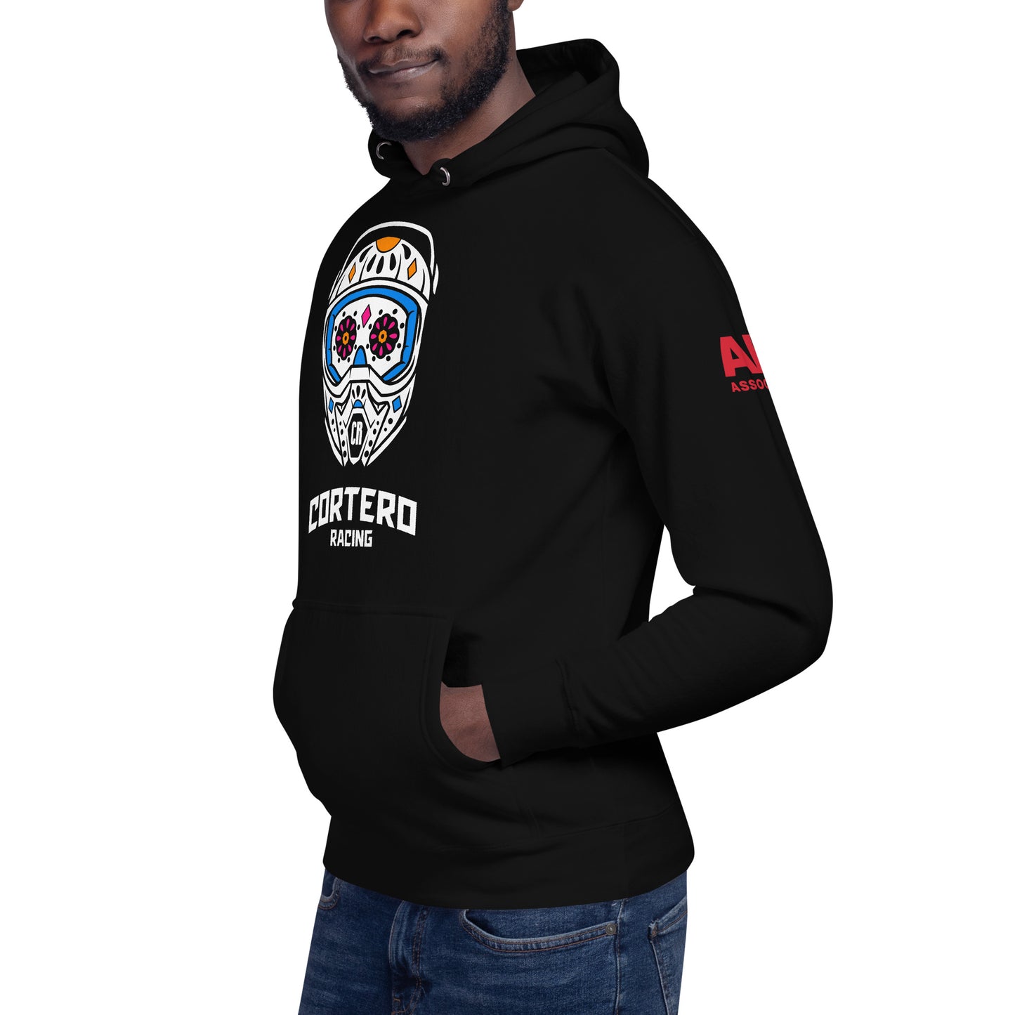 Sudadera con capucha unisex con calavera y casco