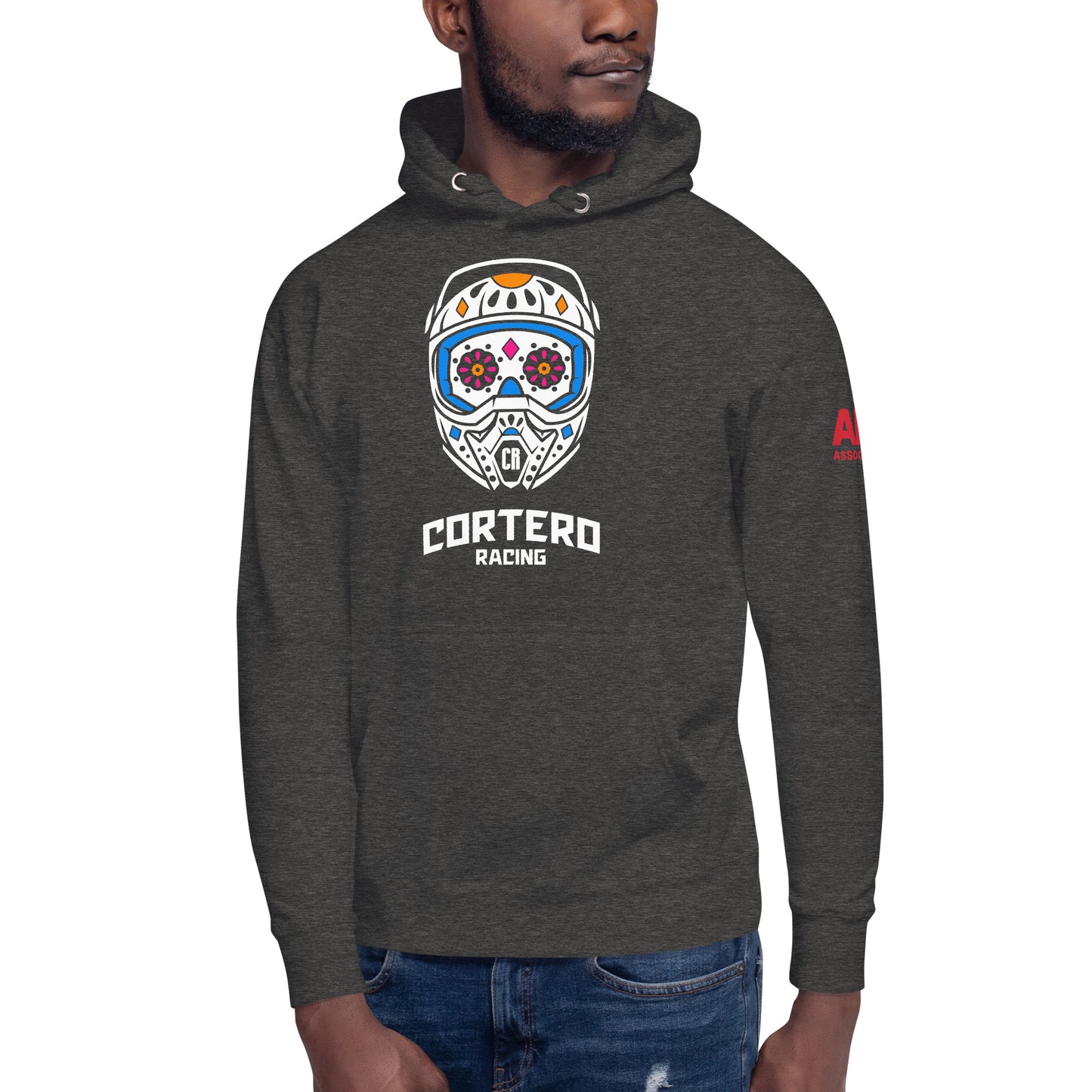 Sudadera con capucha unisex con calavera y casco