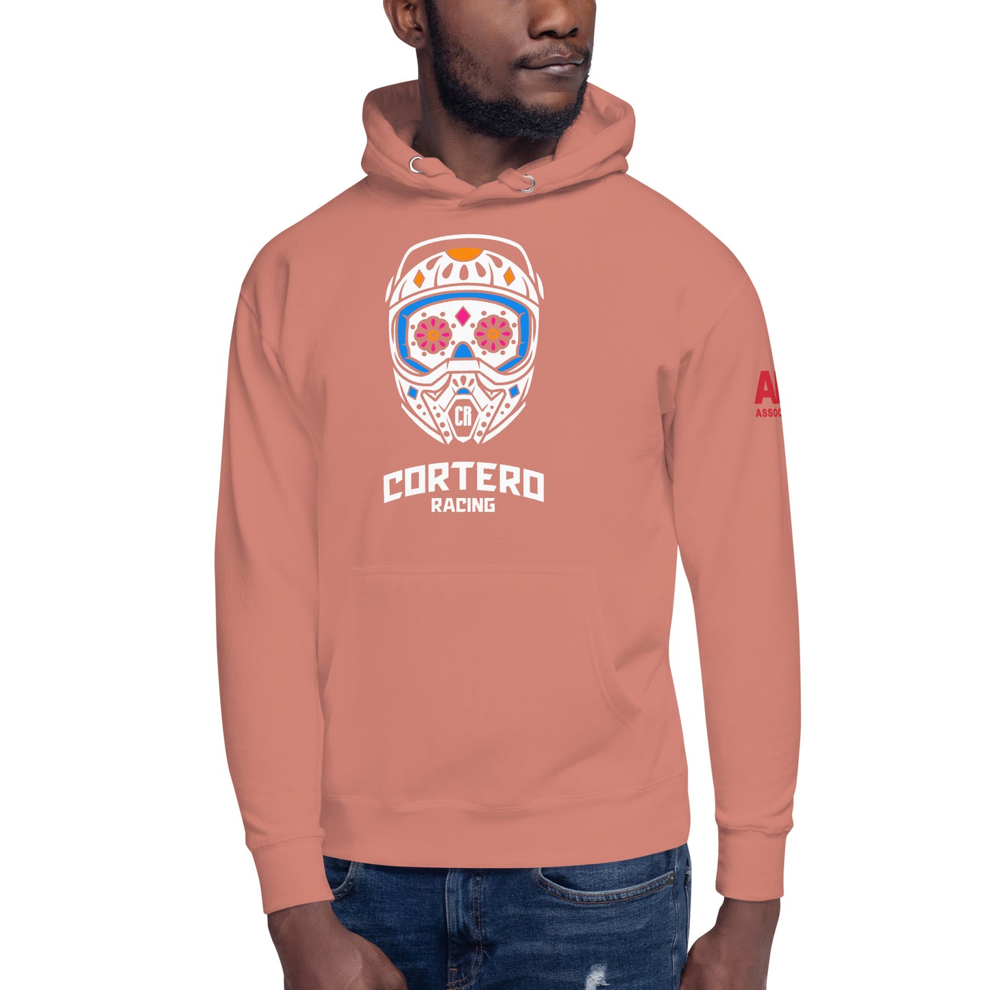 Sudadera con capucha unisex con calavera y casco