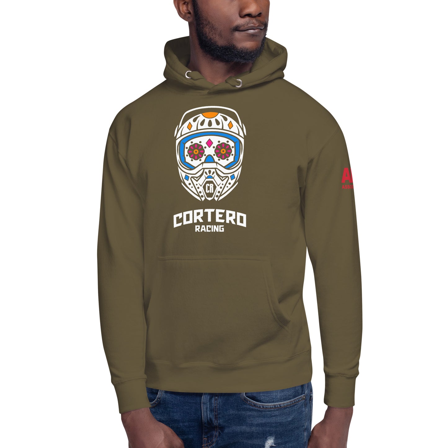 Sudadera con capucha unisex con calavera y casco