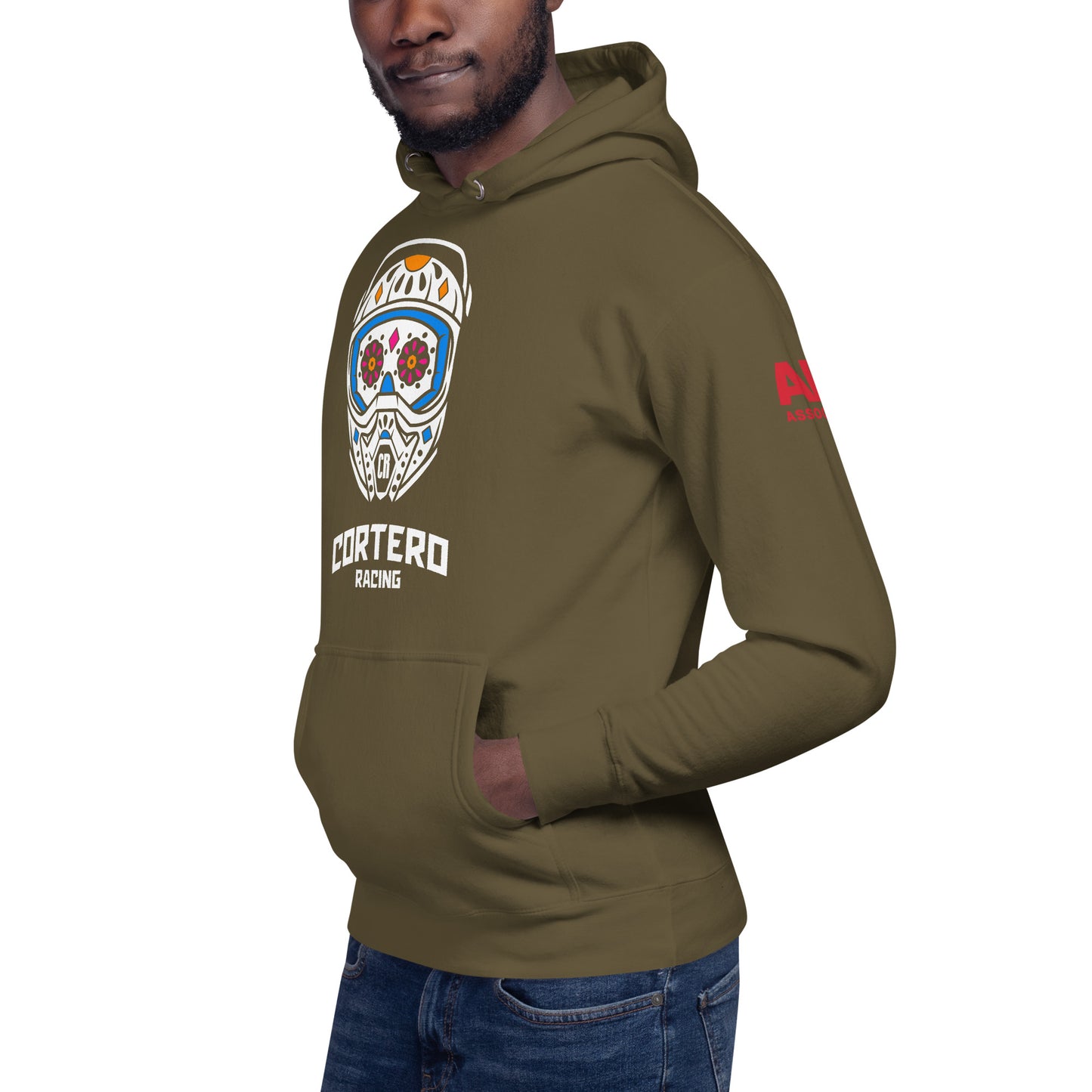 Sudadera con capucha unisex con calavera y casco