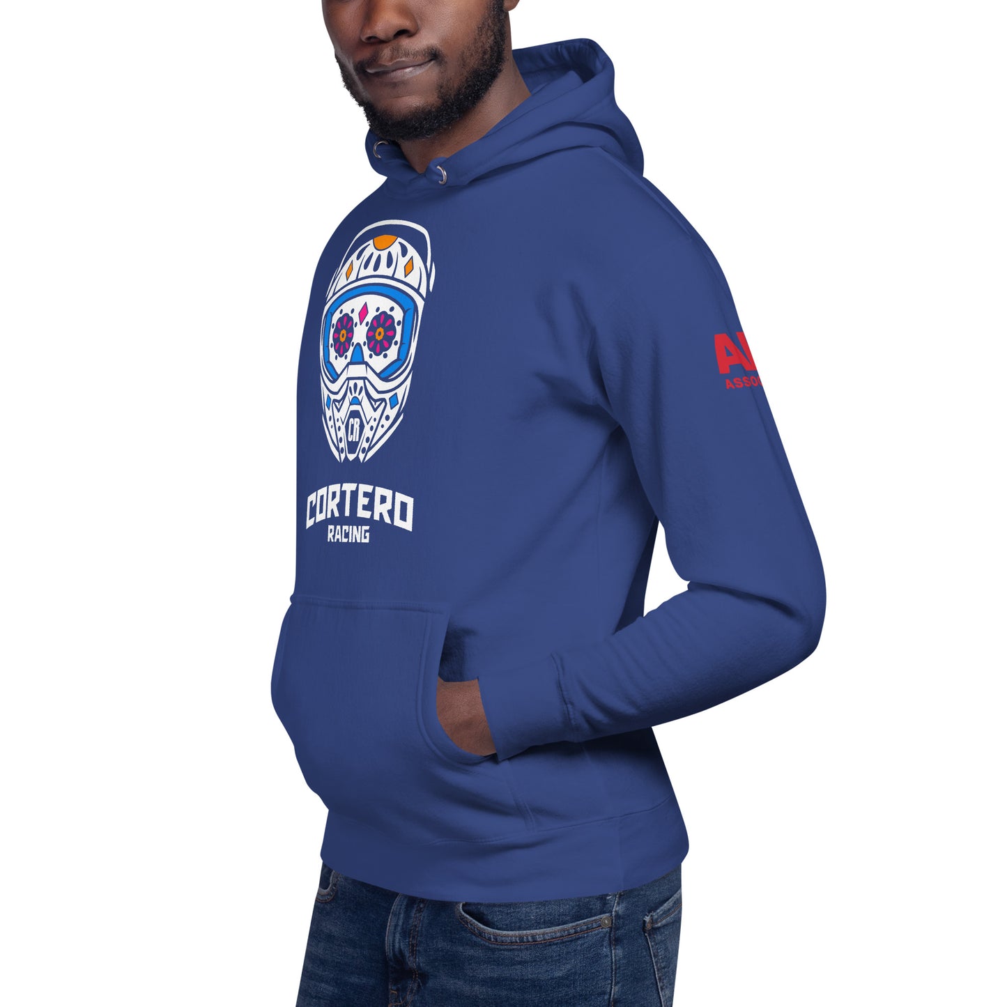 Sudadera con capucha unisex con calavera y casco
